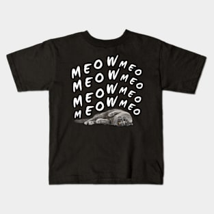 meow meow lazy cool cat Kids T-Shirt